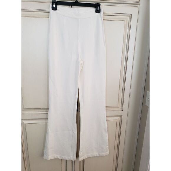 Runaway The Label White Pants High Rise Wide Leg Sz 4 Small Side Zip - Picture 2 of 12